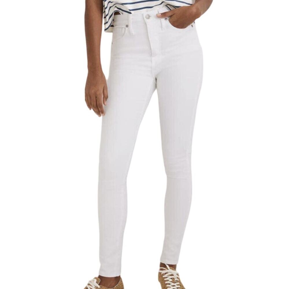 Madewell NWT 10" High Rise Skinny Jeans in Pure White Size 25 Magic Pockets
